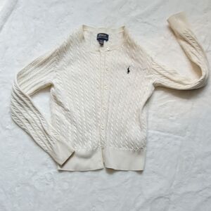 Ralph Lauren Girls Cream Cable Knit Cardigan